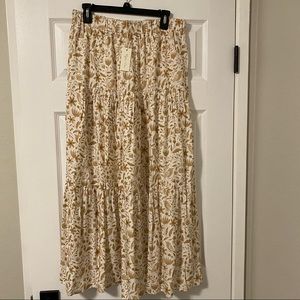 Rylee + Cru tiered floral midi Skirt -XL
